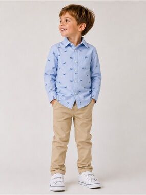 3/$25 OshKosh B'gosh Planes Light Blue Button-Down Boys Size 5T